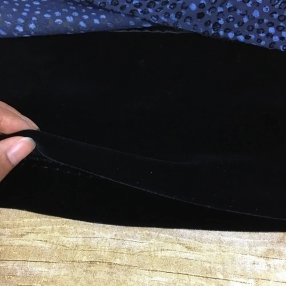 Penny Blue‎ Dot Print Black Velvet Trim Detailed Chiffon Pencil Skirt Blue Size 2 - Image 4