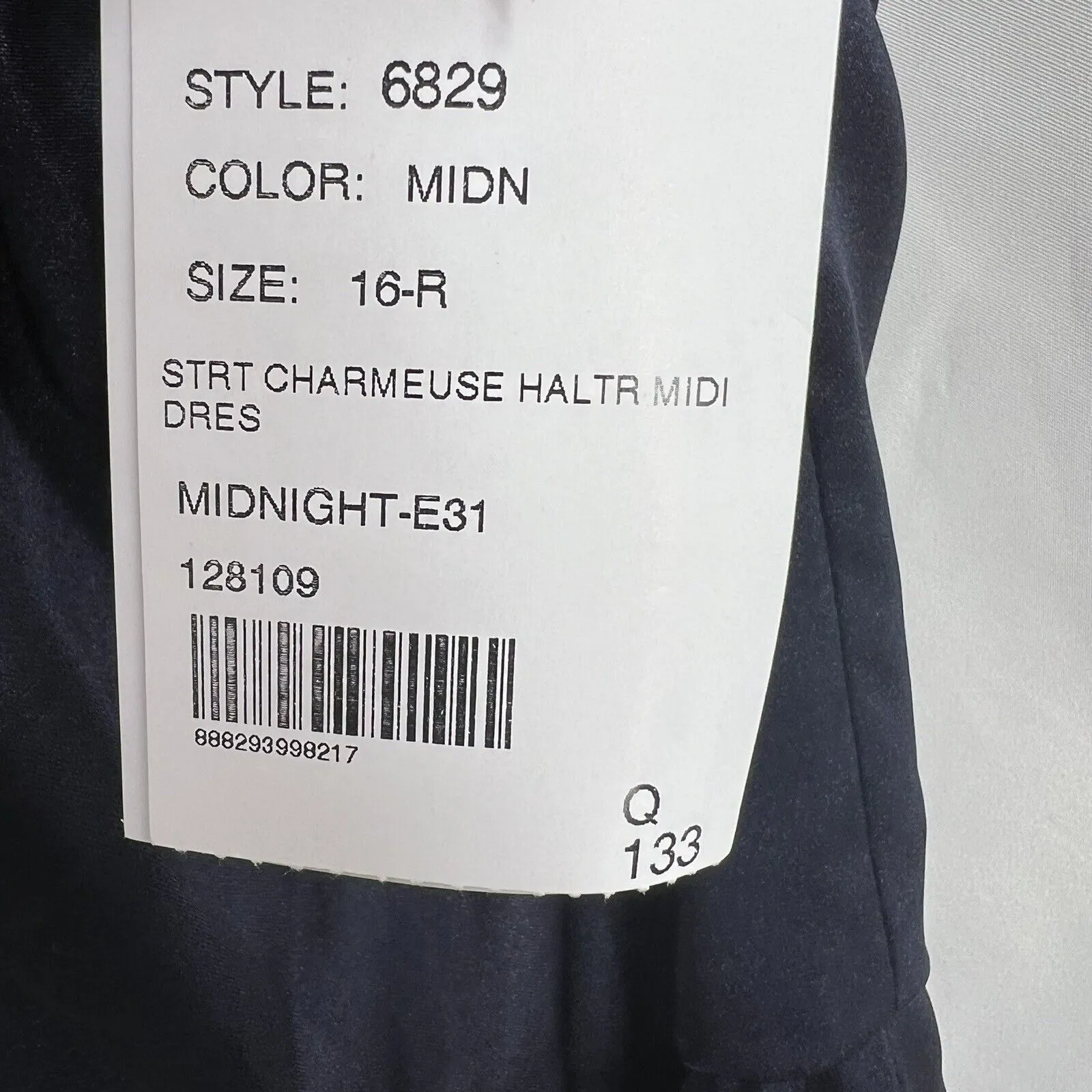 After Six Halter‎ Midi Dress With Draped Tulip Skirt Navy 16 New - Image 8