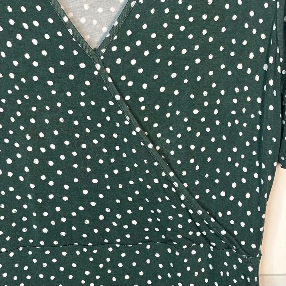 41 Hawthorn Sz M P Green White Polka Dot Faux Wrap Dress Short Sleeve Size M - Image 5