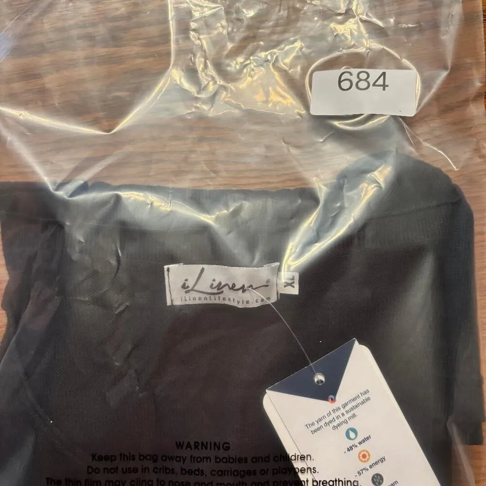 iLinen Classic Cotton Tank Top Black Women's Size XL Ecotec Yarn NWT - Image 10