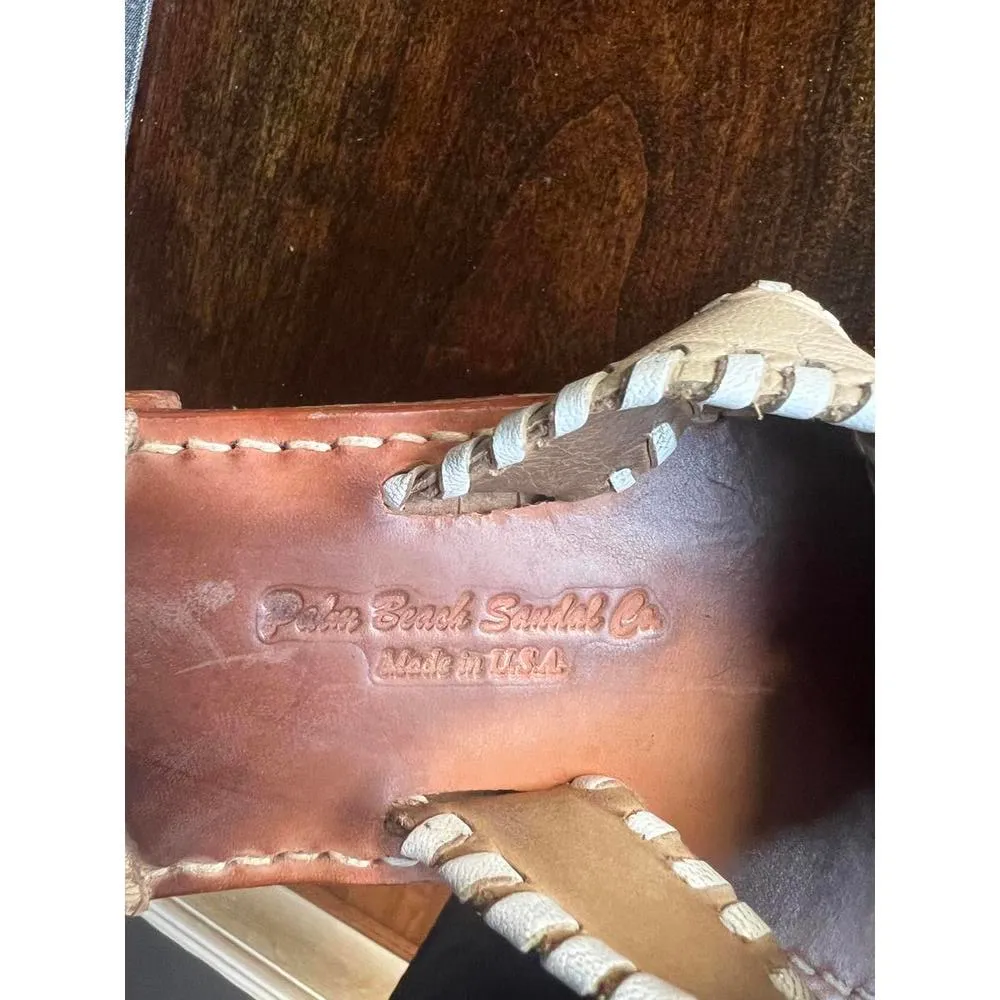 Chic Palm Beach Sandal Co. Leather Sandals for Summer White Size 9 - Image 5