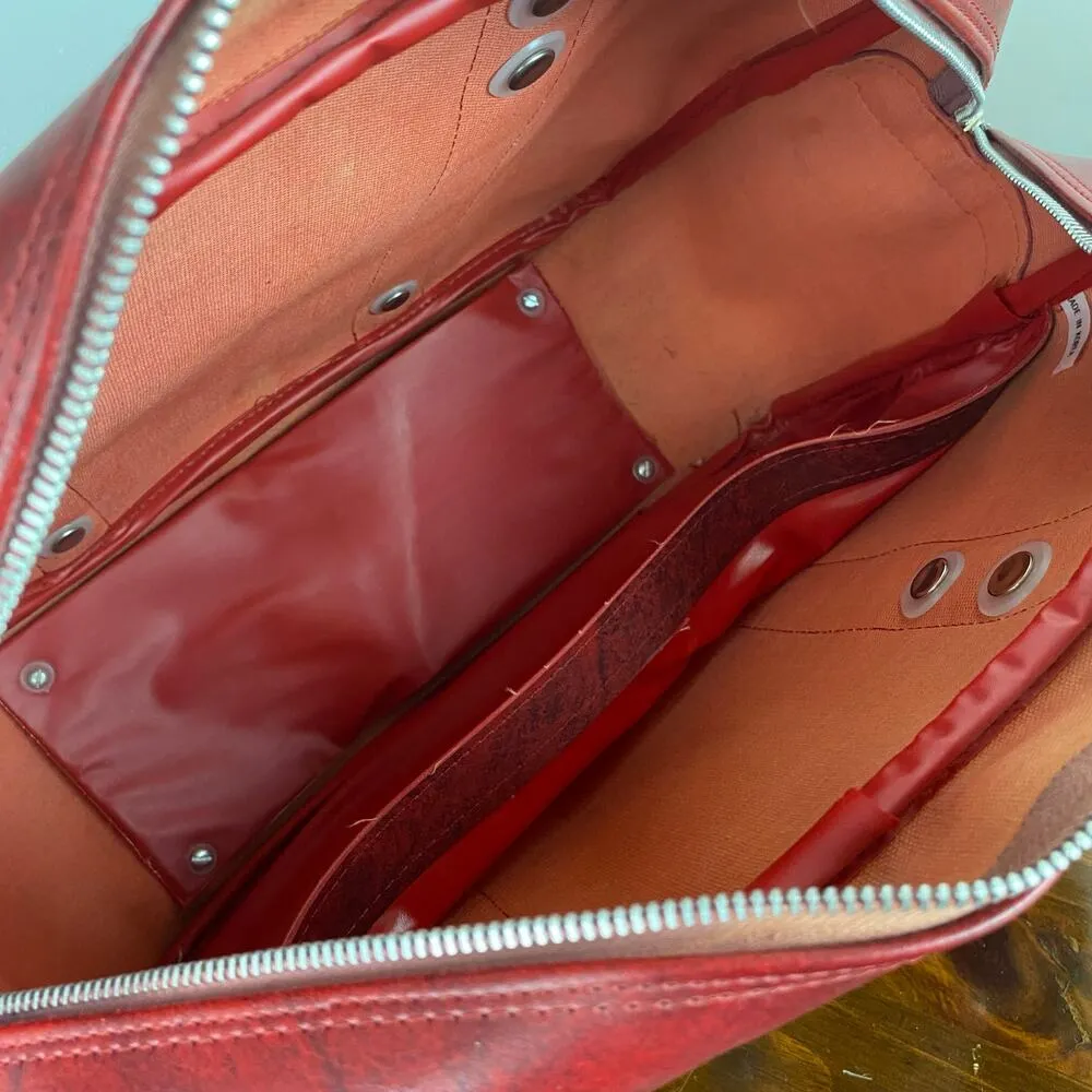 Vintage Red Three Star Travel Carry On Luggage Overnight Bag Large Tote Diaper - Image 10