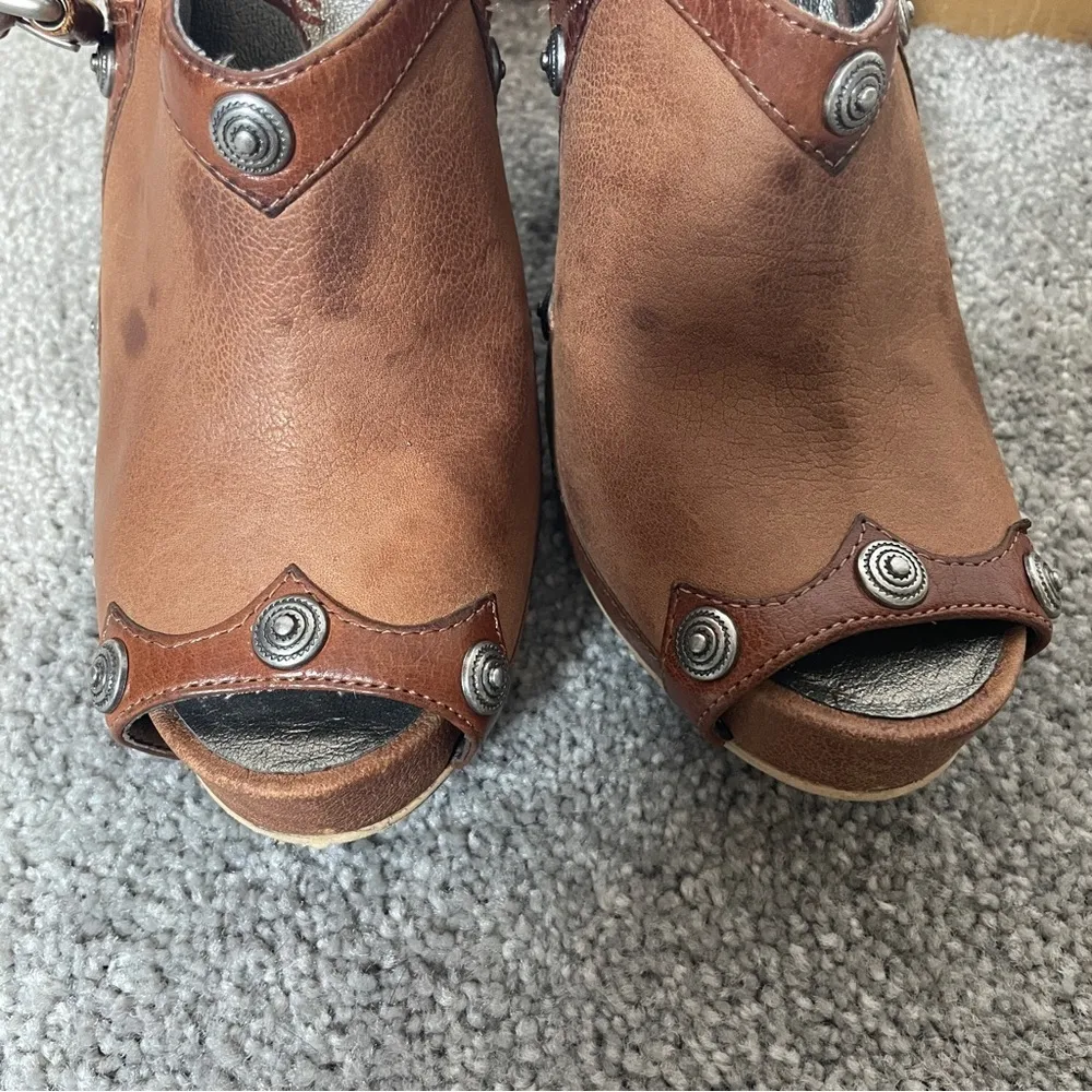 Miss Sixty Vintage Leather Platform Mule with strap size women’s size 37/6.5 - Image 4