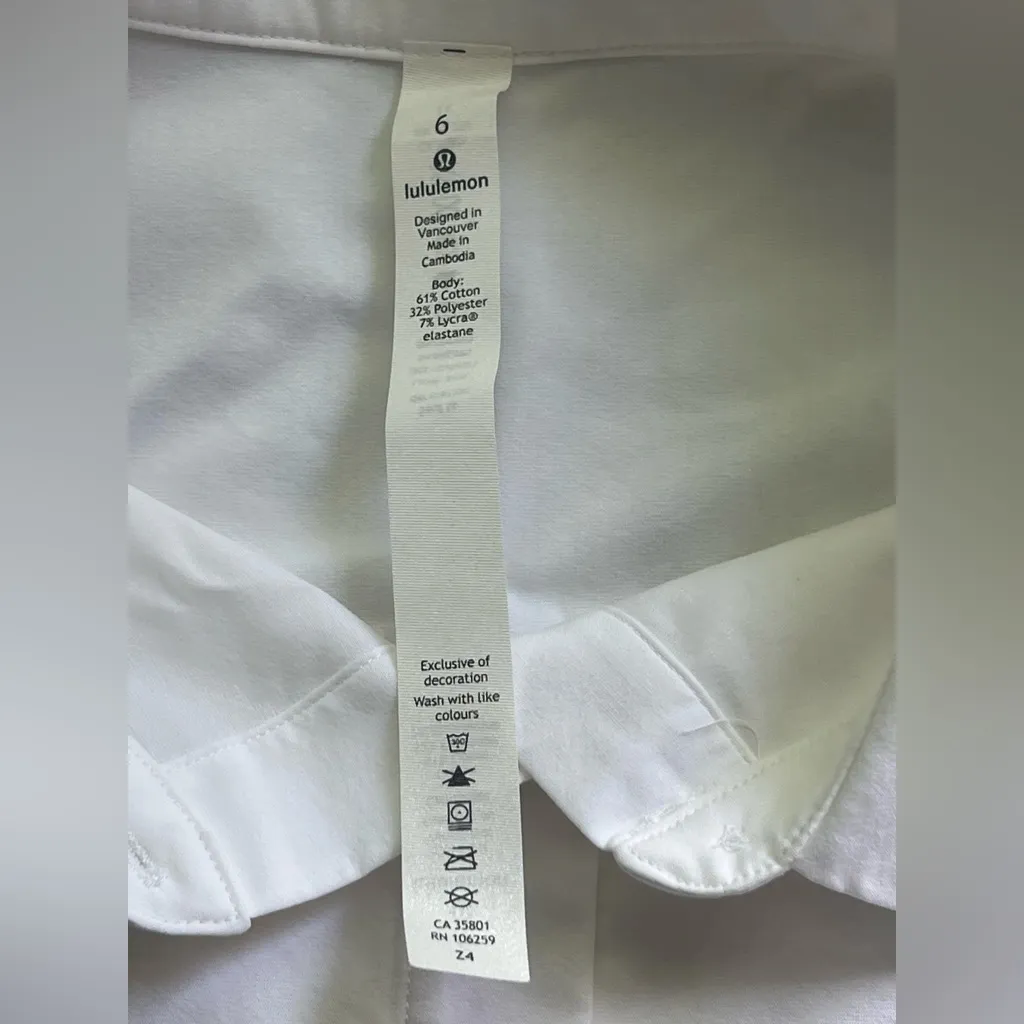Lululemon Athletica White Scalloped Collar Top - Image 2