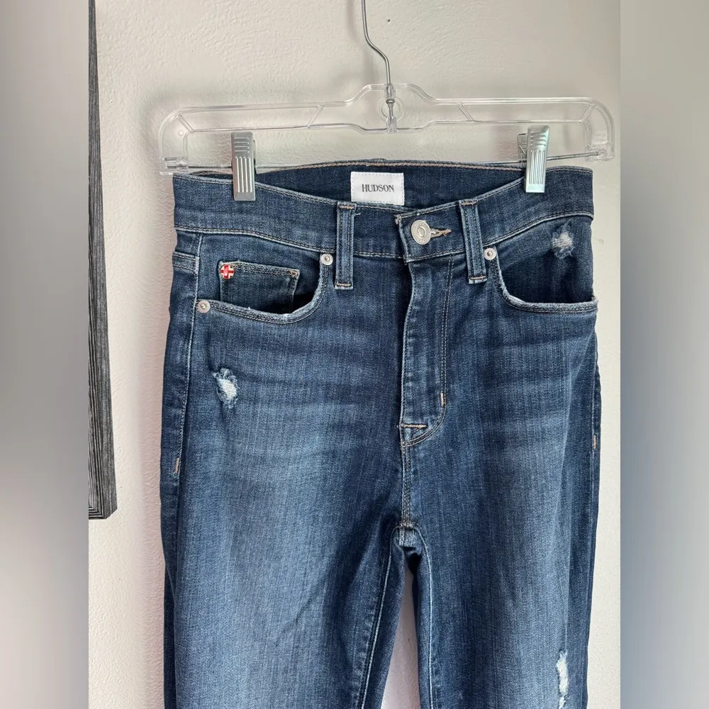 Hudson Distressed Blair High Rise Straight Crop Jeans - Image 5