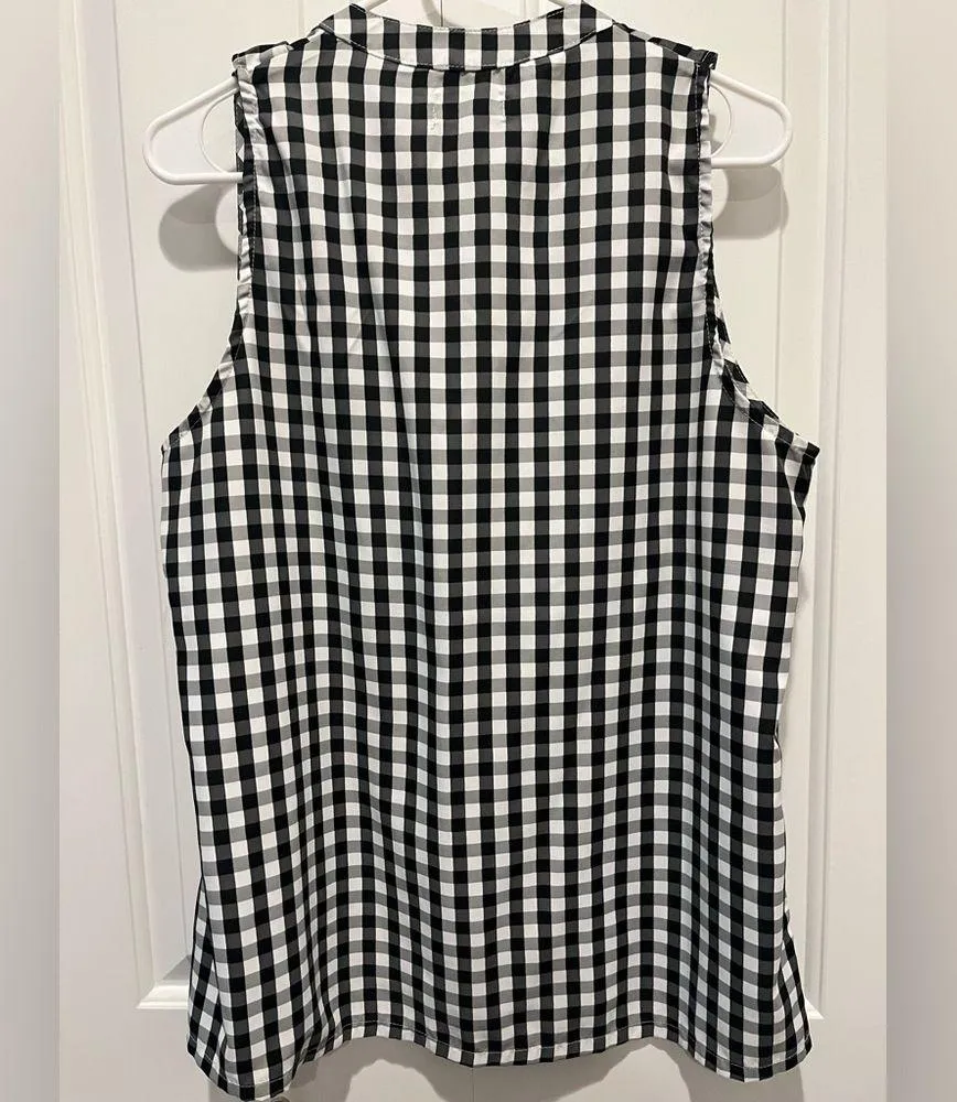 Mud Pie Black and White Ruffled Bib Collar Blouse EUC Sz L cute - Image 5