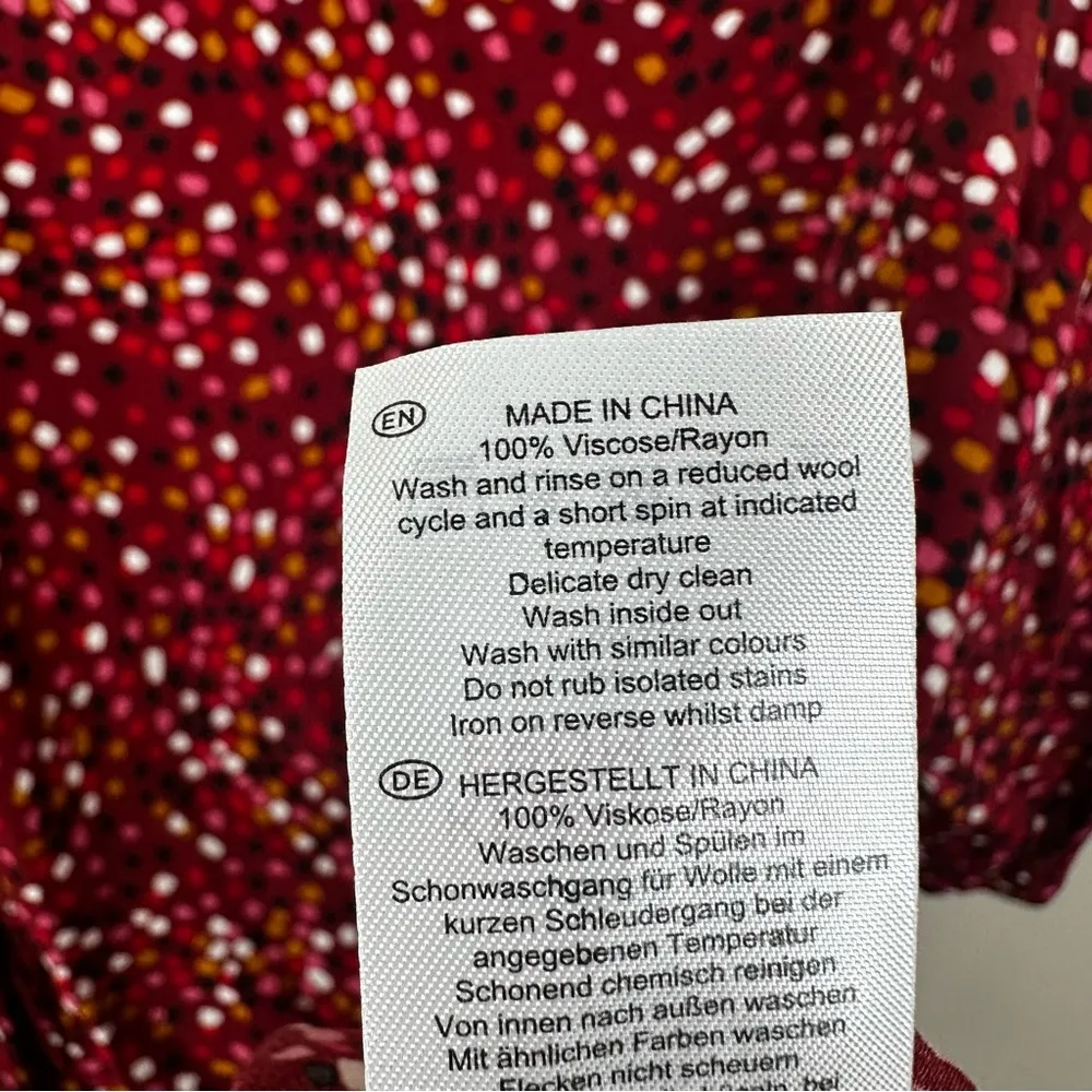 NEW HOBBS London Prim Tunic Dress Womens 14 Cherry Red Multicolor Printed - Image 10