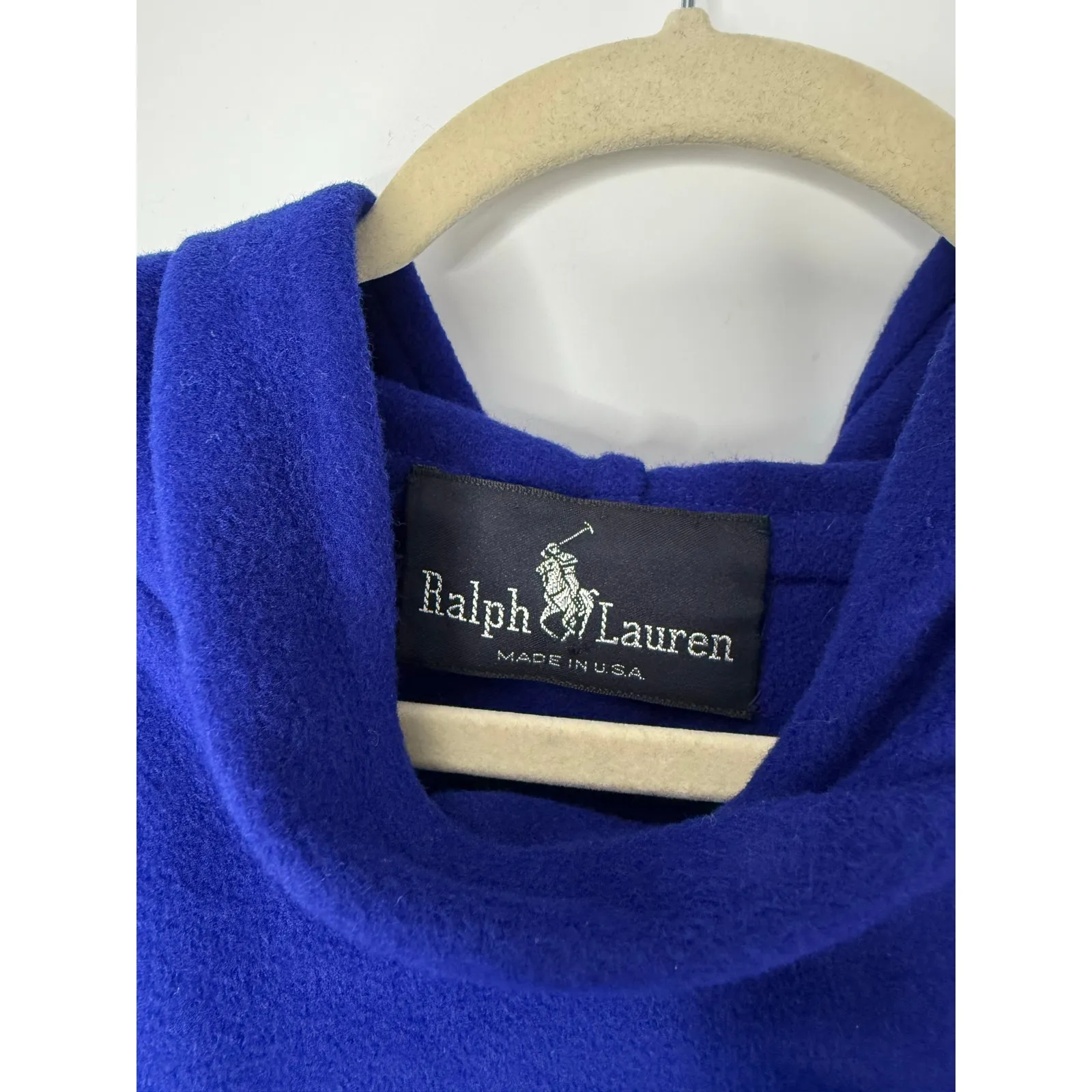 Ralph Lauren 100% Cashmere Hooded Poncho Royal Blue Made in USA One Size - Image 3
