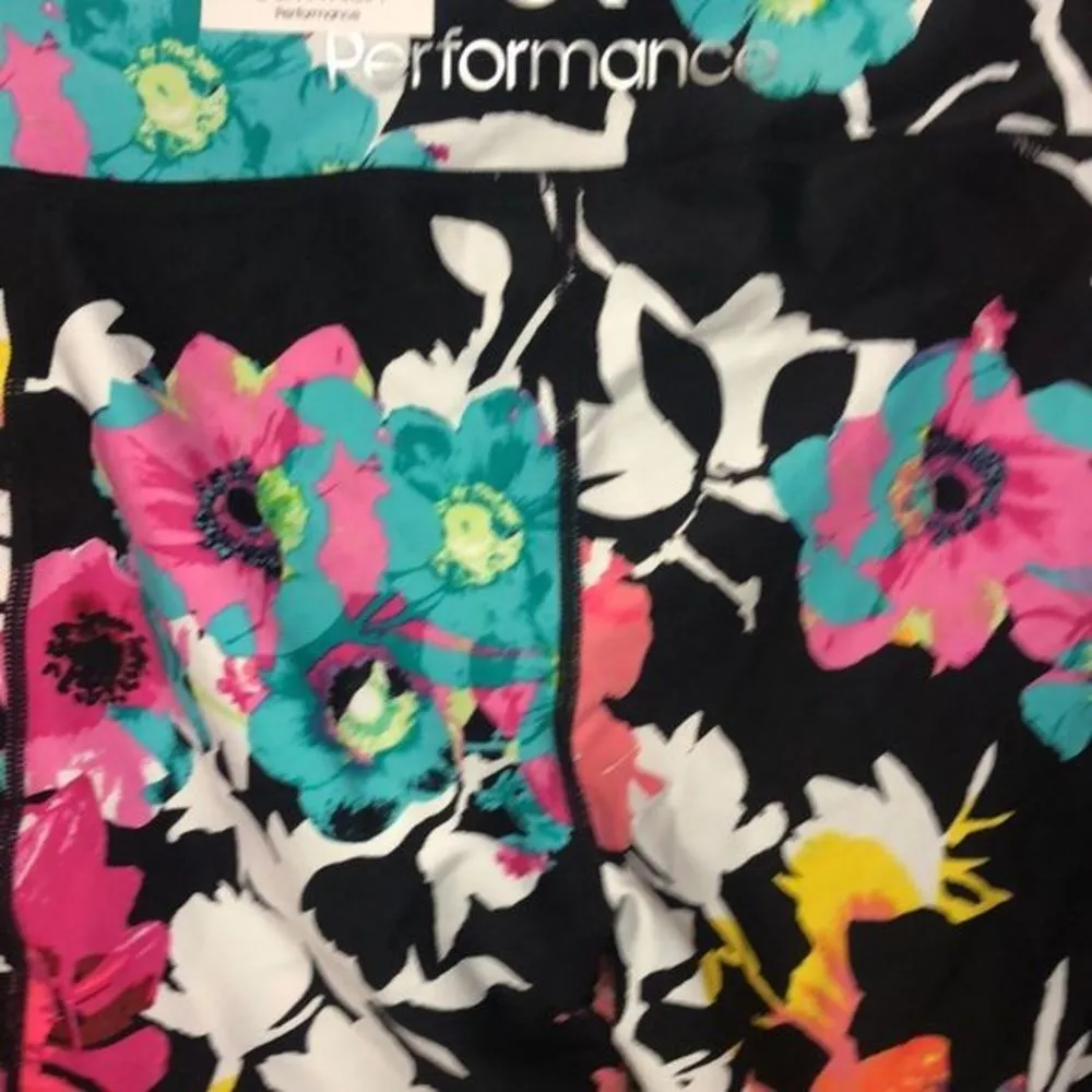 Calvin Klein Performance High Waist Biker Shorts Black Floral Print Women's M - Image 8