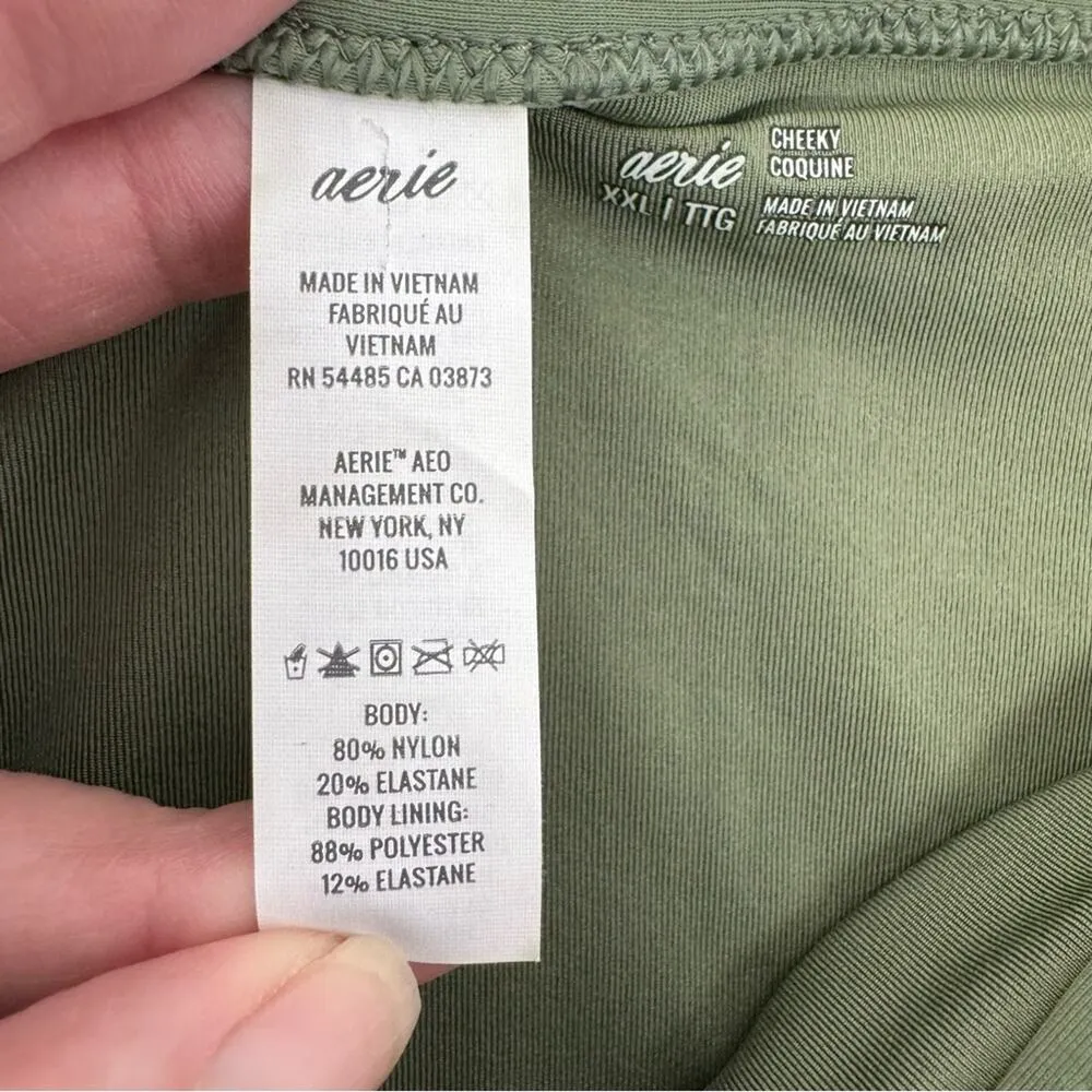 Aerie Cheeky Bikini Bottom Low Cut Olive Army Green Size XXL Vacation Beach NWOT - Image 6