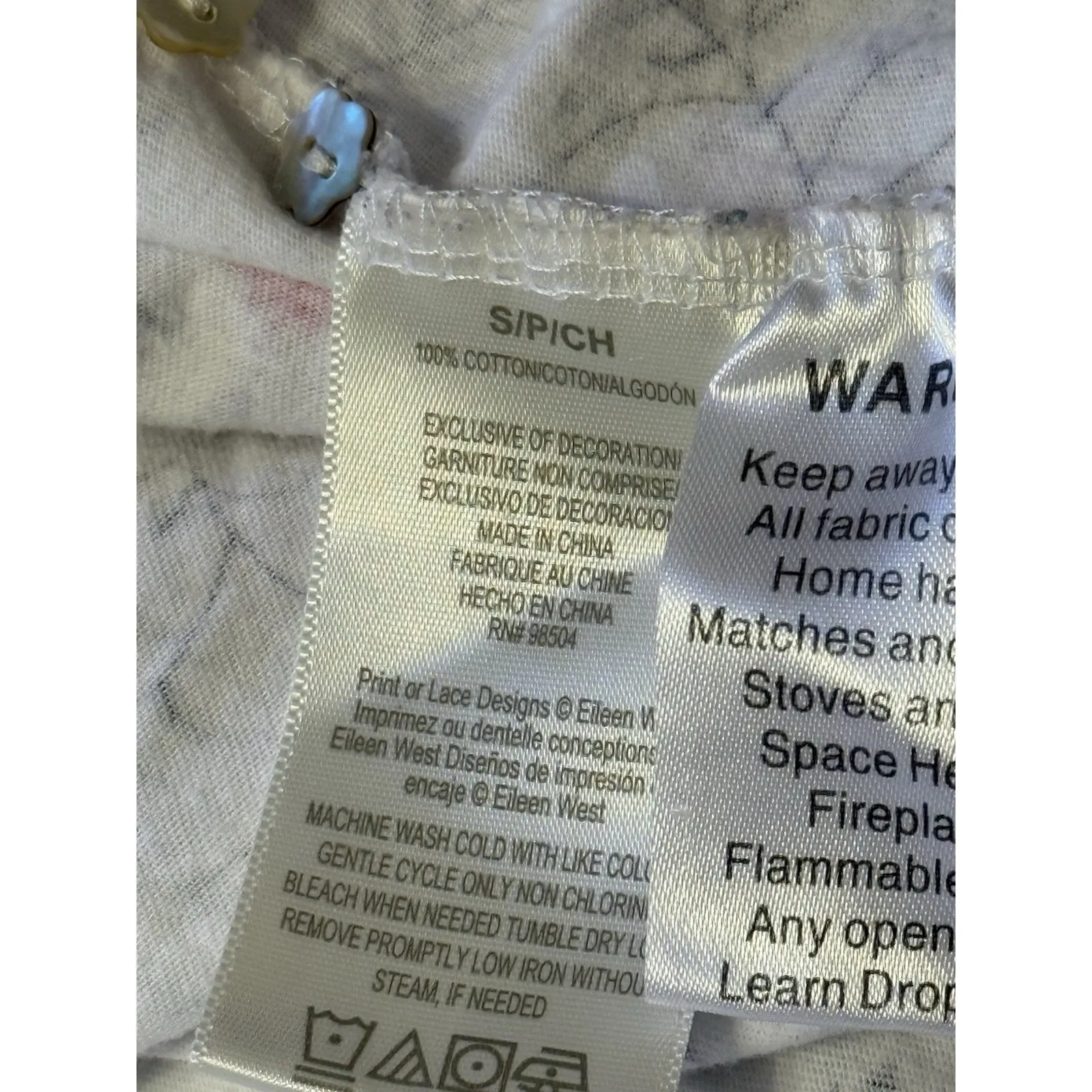 Eileeen‎ West Nightgown Floral Cotton Lace Cottagecore Small - Image 5