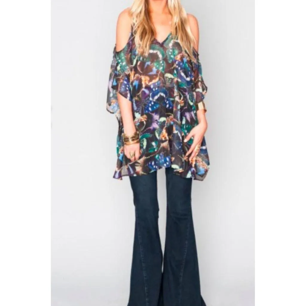Show Me Your Mumu Peta Boo Beautyfly Tunic Size Small Butterflies Boho Cutout - Image 8