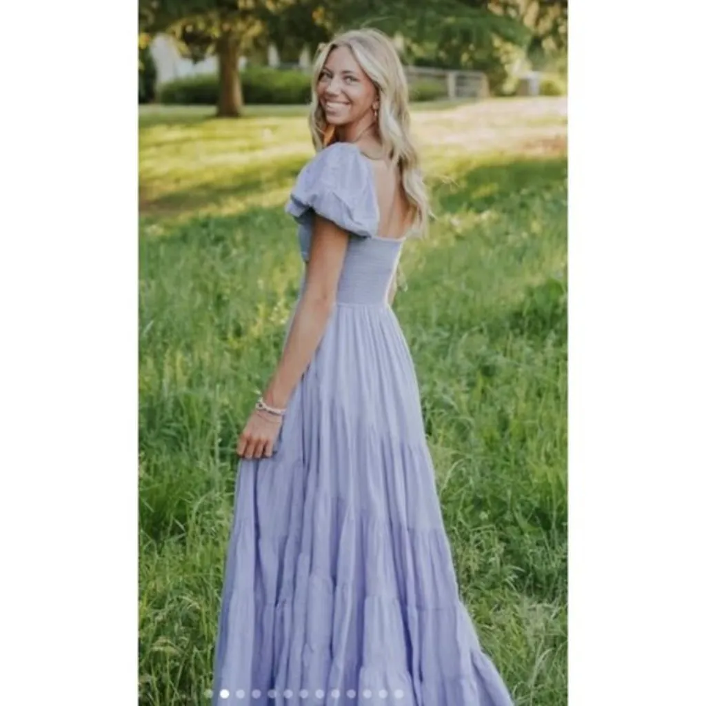 FREE PEOPLE Short Sleeve Sundrenched Maxi Dress in Blue Granite Size Small - Image 3