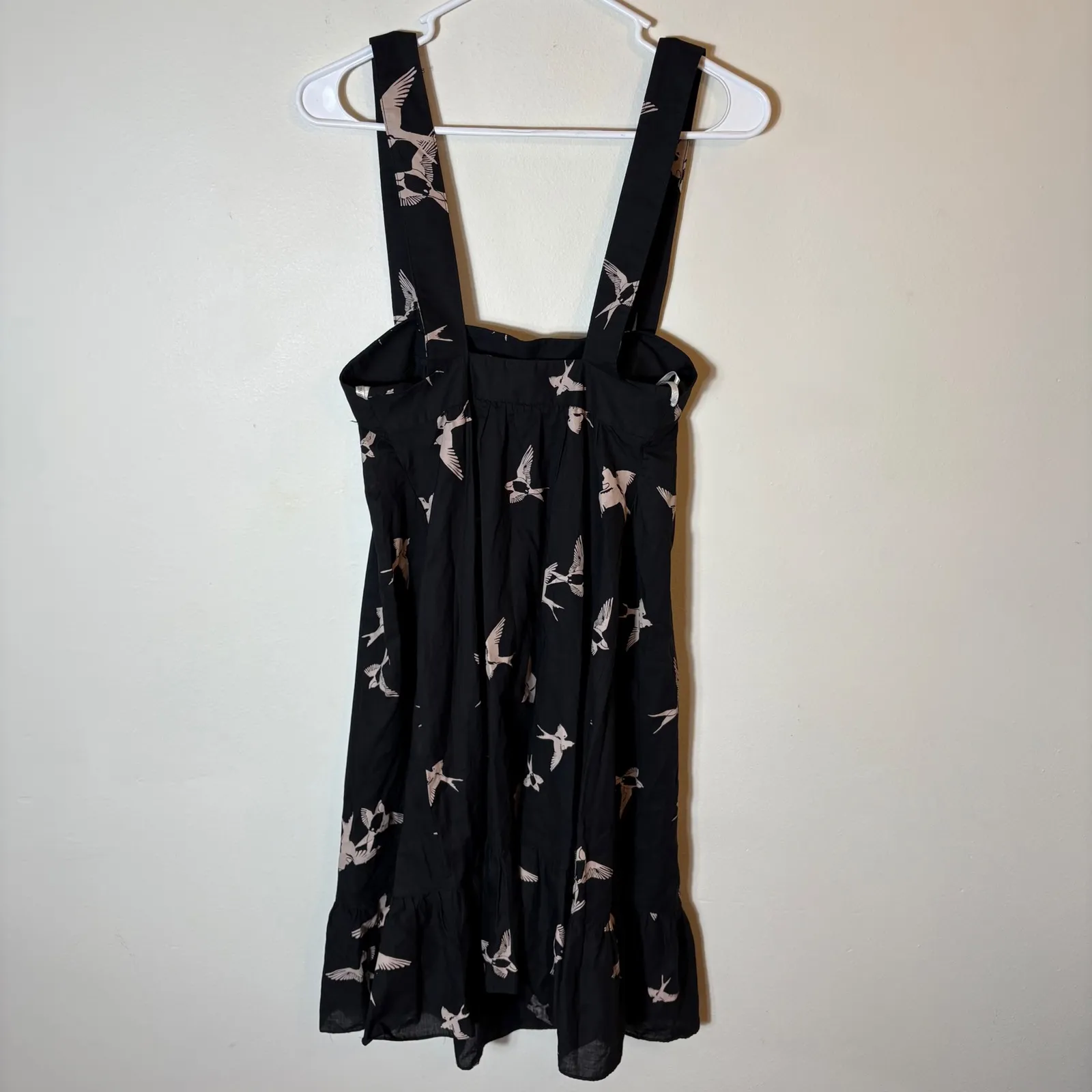 Zimmermann Dress Black Voile Cotton Bird Print Anchor Strap Ruffle Hem‎ - Image 5
