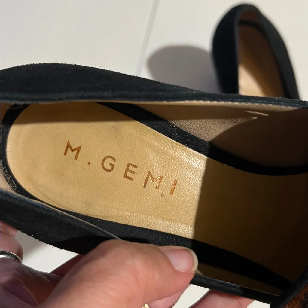 M. Gemi Lettura Block Heel buckled Fringe Loafer size 37 made in Italy leopard Black - Image 9