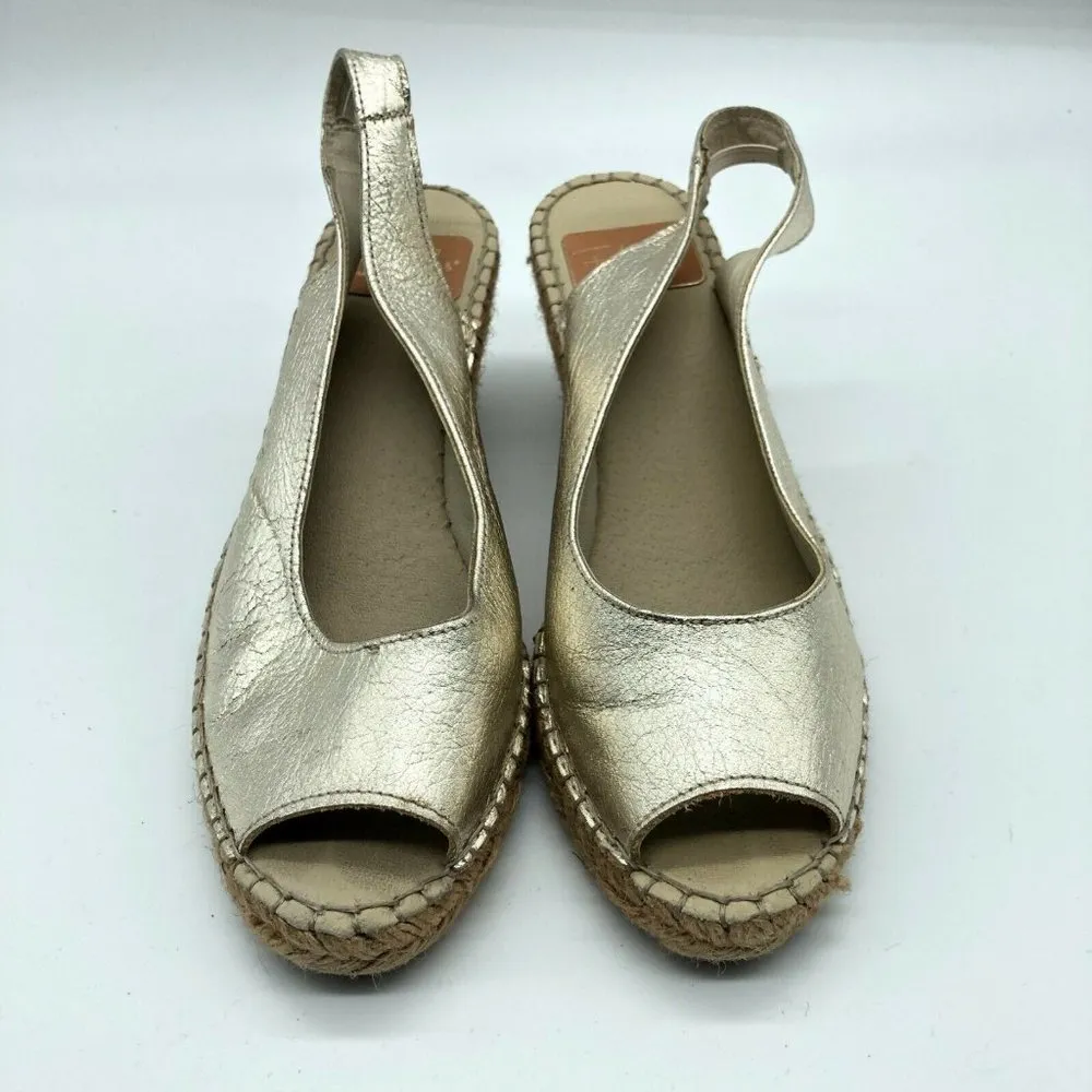 Fabiolas Womens Wedge Espadrille Sandals Slingback Gold Size 6 - Image 2