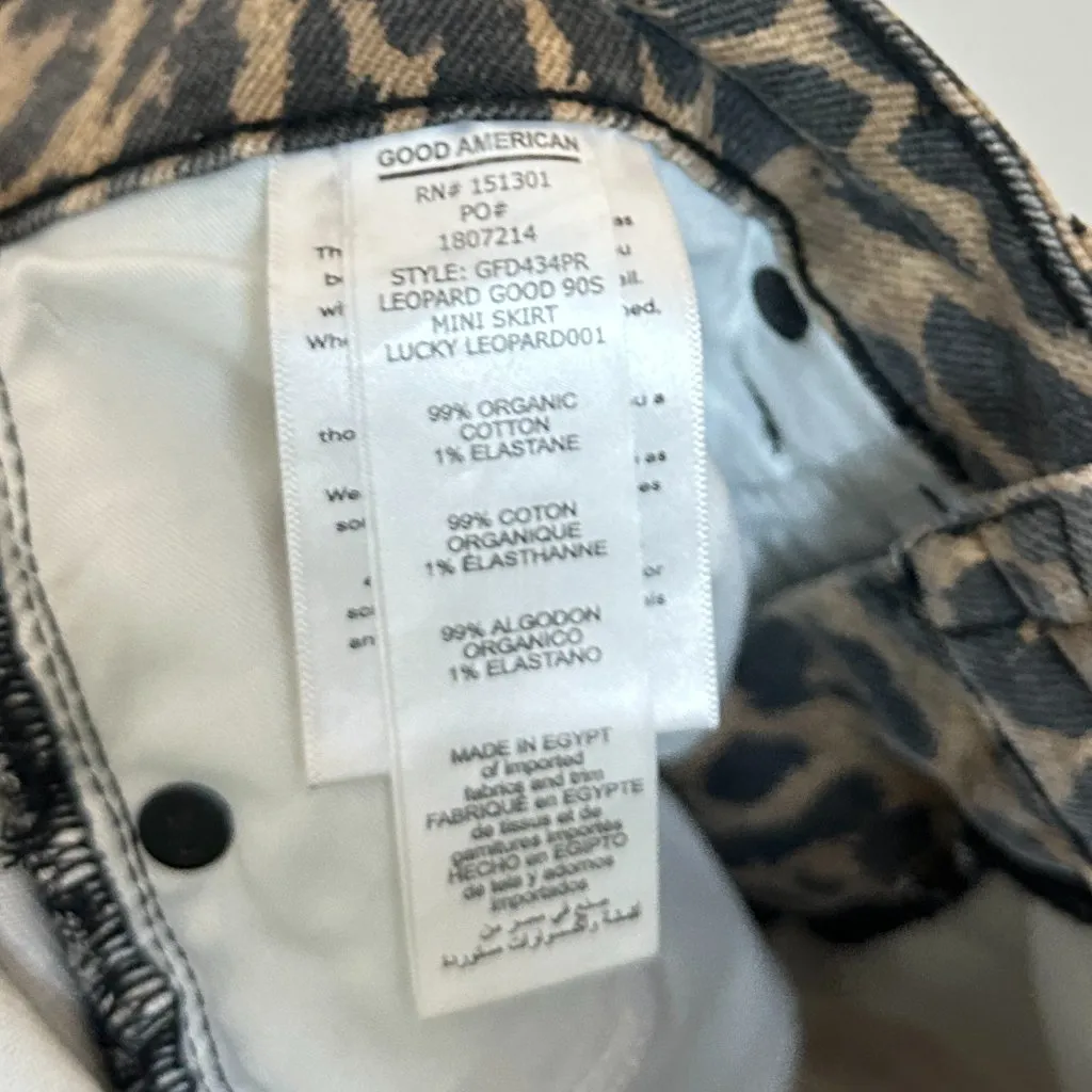 GOOD AMERICAN '90s Leopard Print Denim Miniskirt in Lucky Leopard001 Size US 27 - Image 7