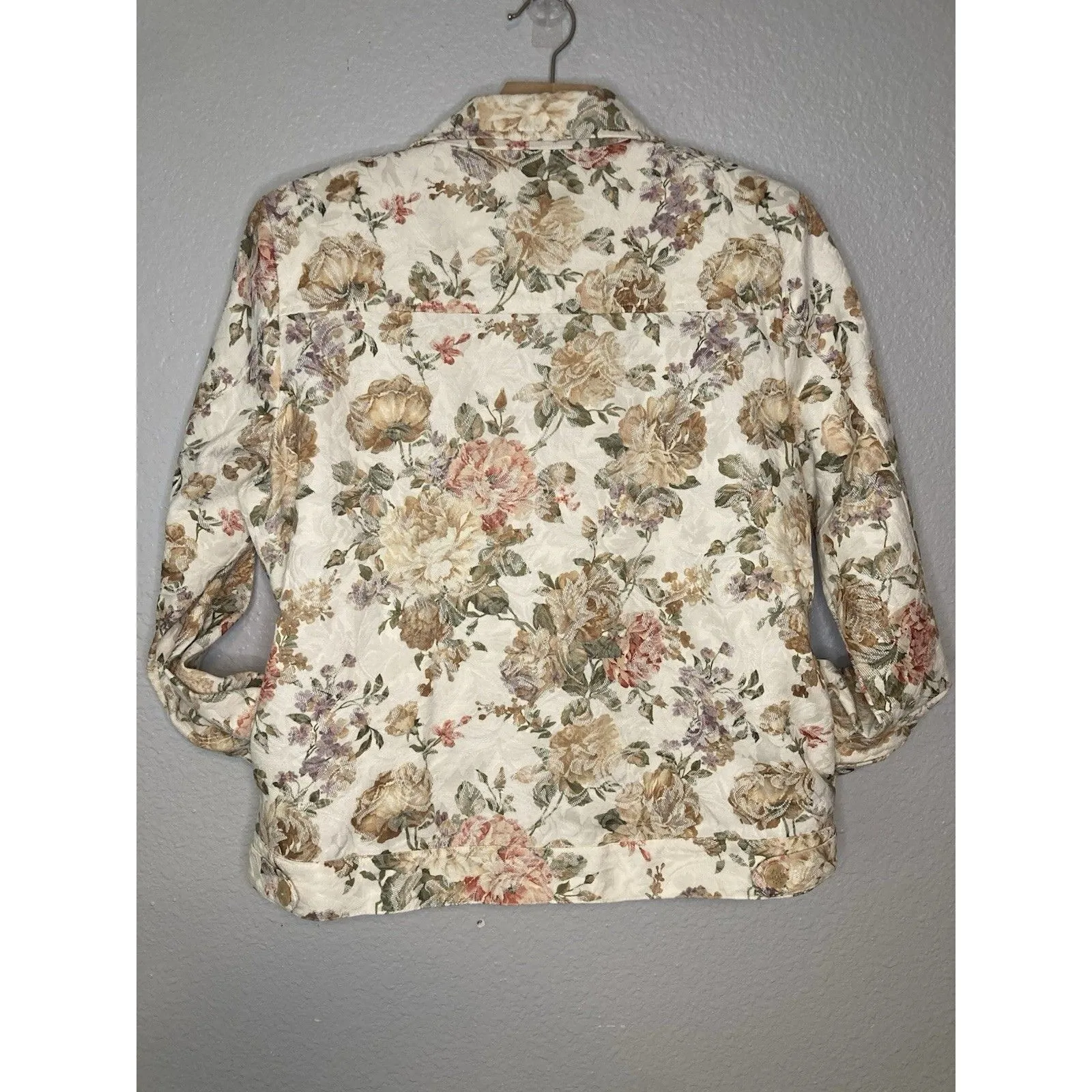 VTG Drapers Damons Cream Jacket Women L Floral Y2K Cottage Prairie Grannycore - Image 3
