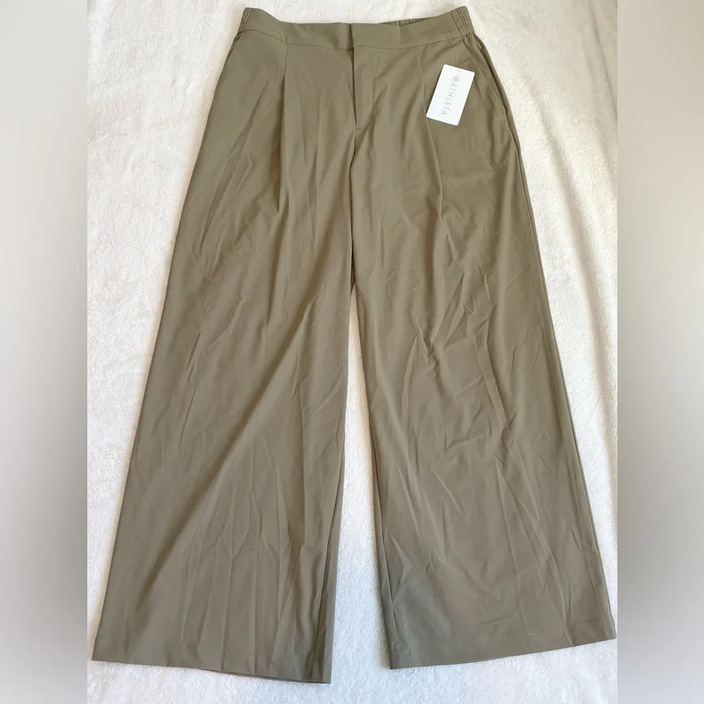 Athleta Women’s Pinnacle Trousers Olive Branch Green High Rise Wide Leg 14 NWT - Image 3