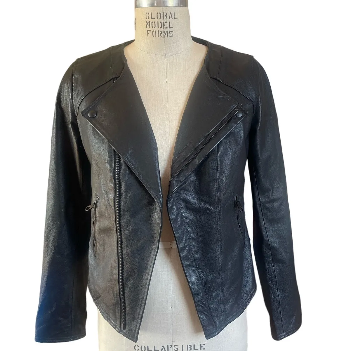 Volcom Stone Row Black Leather Moto Jacket Size XS XSmall - Image 2