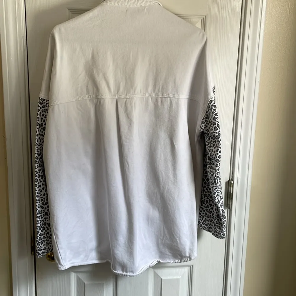 Stylish White and Gray Jean Jacket Black Size L - Image 3