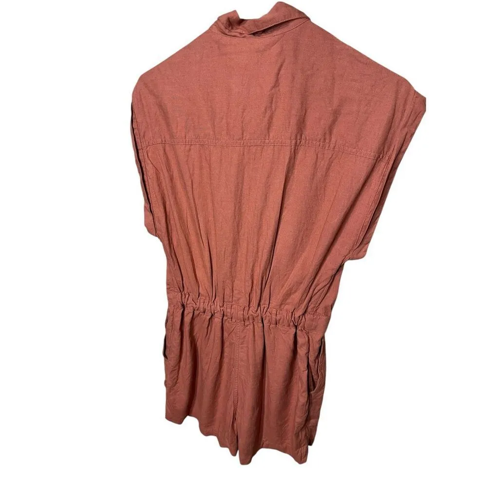 Abercrombie & Fitch Rust Linen Blend‎ Utility Romper Size XS - Image 4