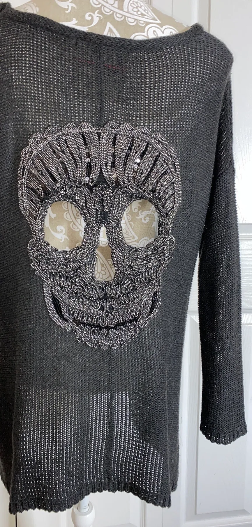 Chandelier Skull Bling Oversized Sweater Black - Image 4
