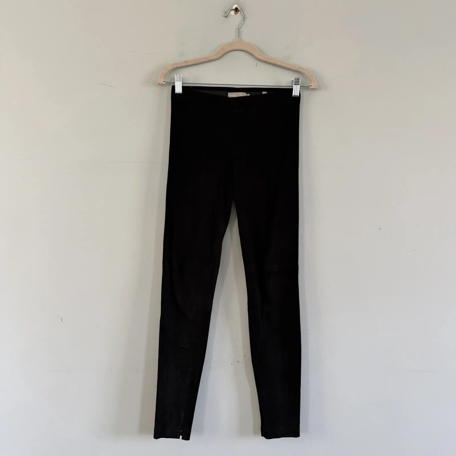Vince Lamb Leather Black Suede Ankle Zip Skinny Legging Pants - Image 4