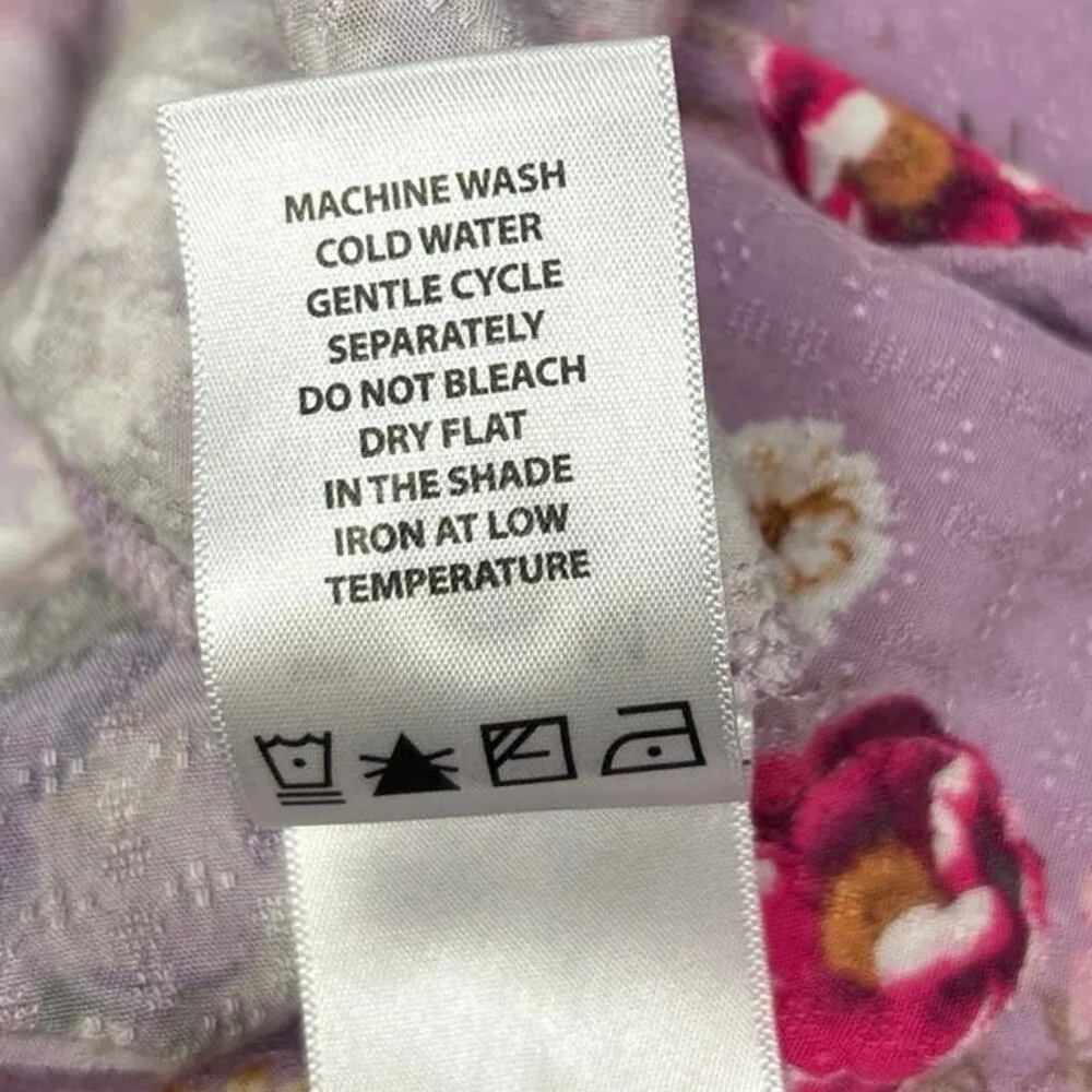 Buffalo David Bitton Purple Split V-Neck Flutter Sleeve Floral Blouse Top Size M - Image 7