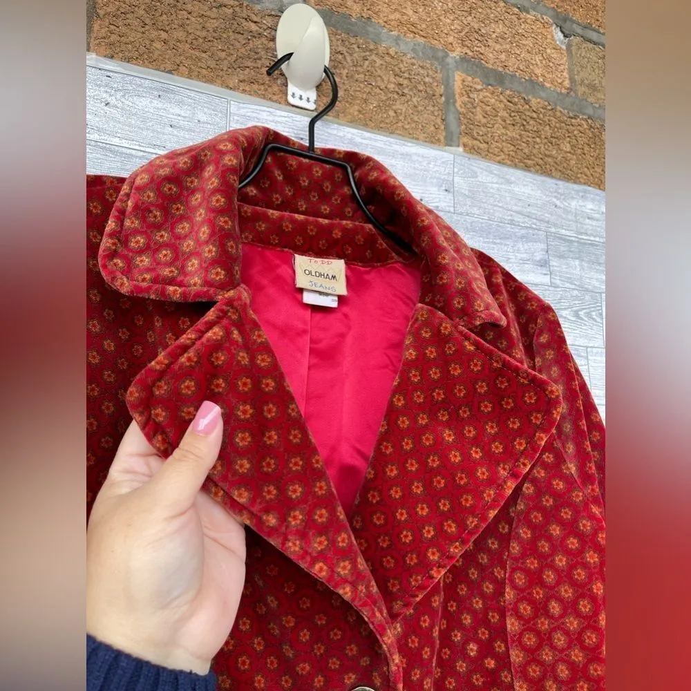 Todd Oldham Velvet Carpet Jacket Vintage 1990s size small Orange - Image 5