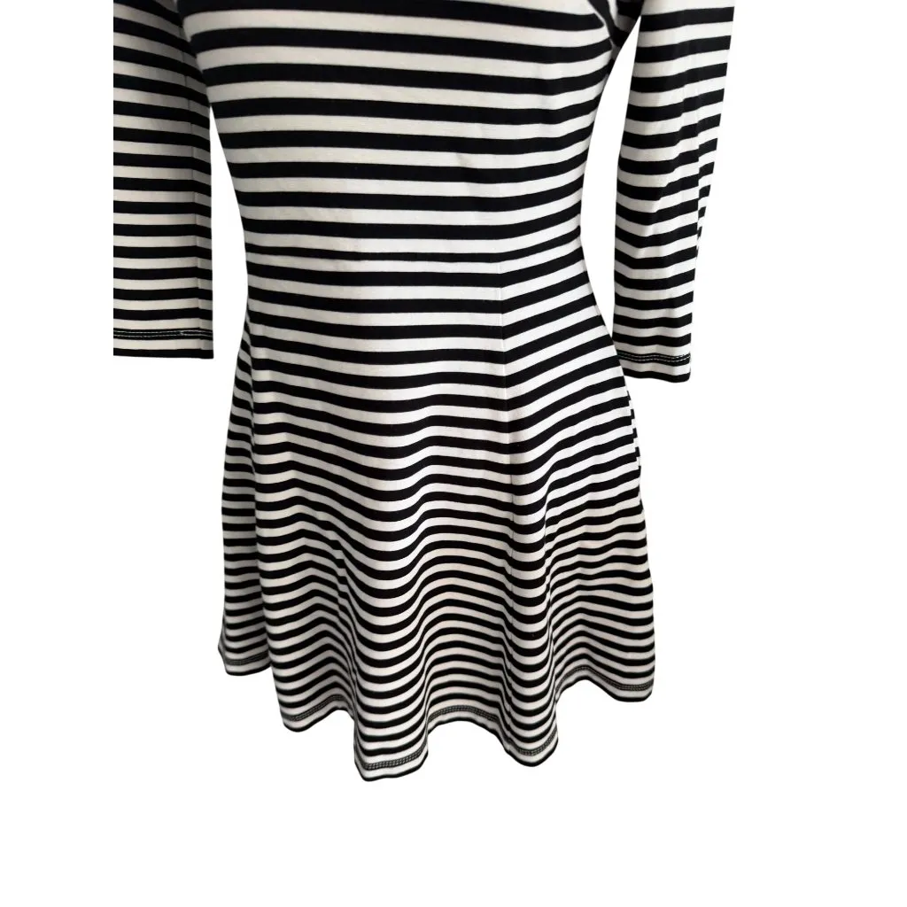 KATE SPADE Broome Street Black White 3/4 Sleeve Striped Dress Size Small - Image 5
