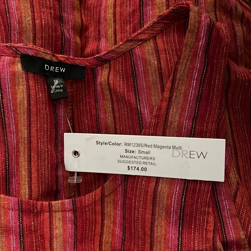 NWT - Anthro. DREW - Striped Tank Linen Blend Fringe Tank - S - Image 3