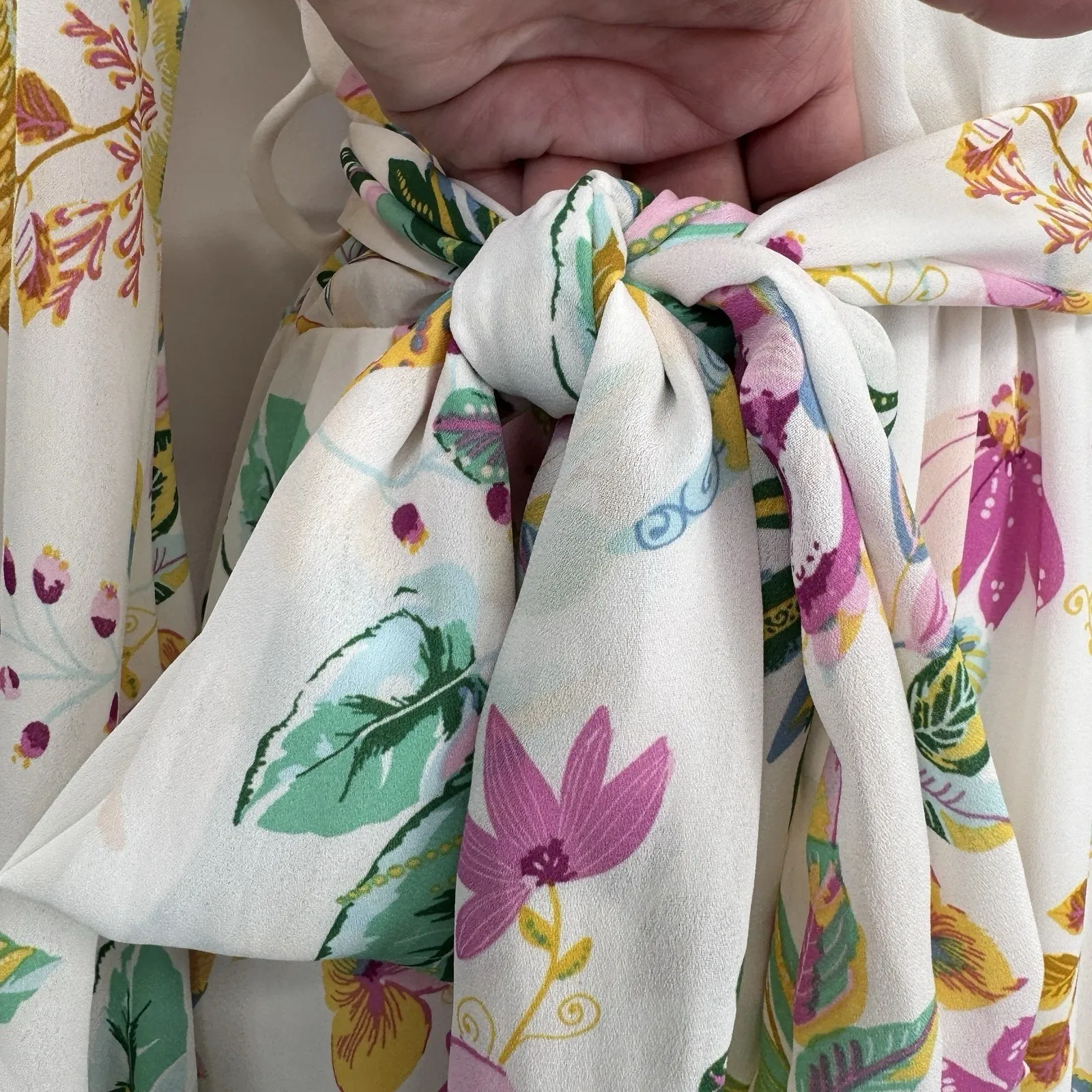 Vintage 80s Maxi Dress Womens Small White Whimsical Floral Cottagecore Fairy - Image 6