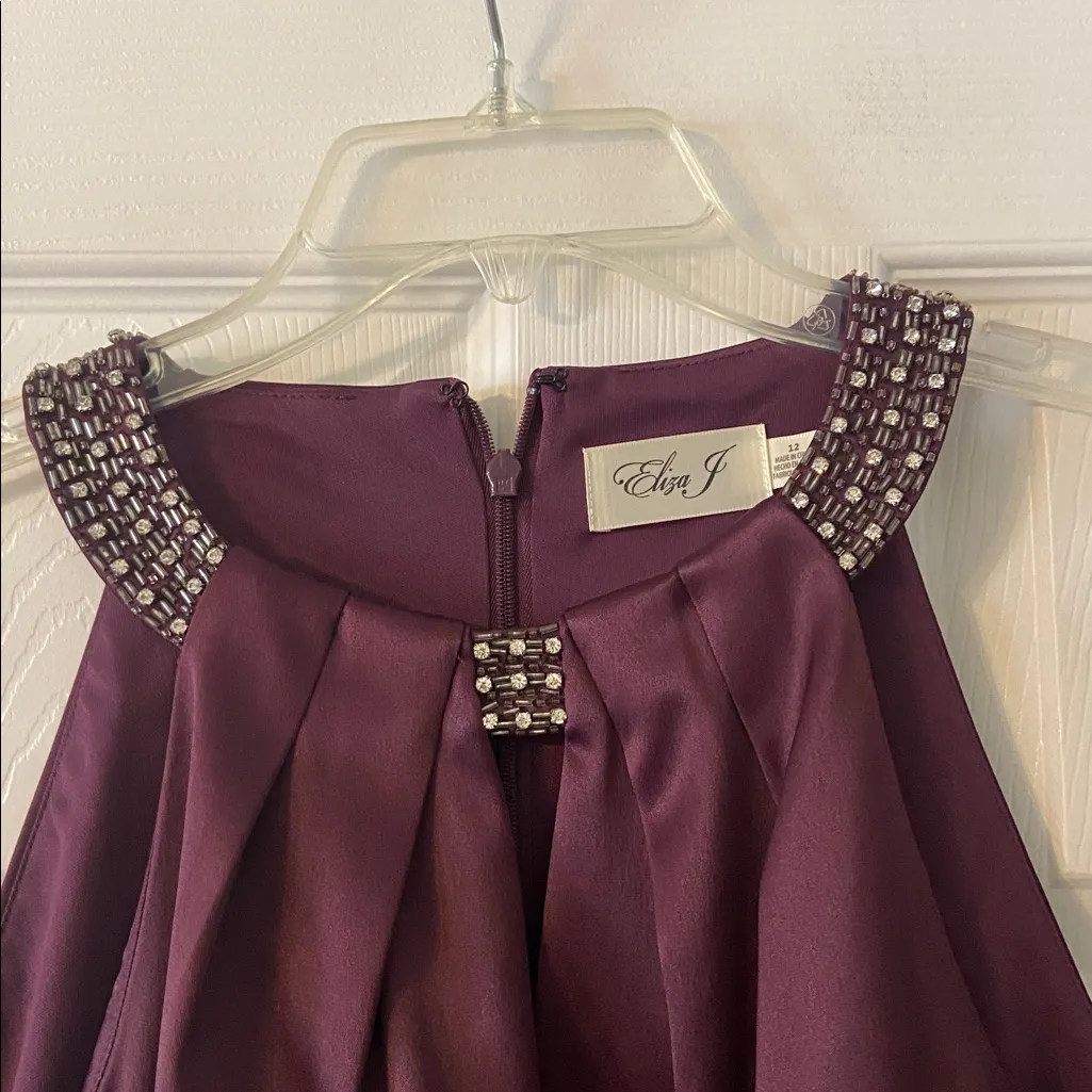 Eliza J  Deep Purple Embellished Mini Dress size 12 brand new length 38” bust 34 - Image 3