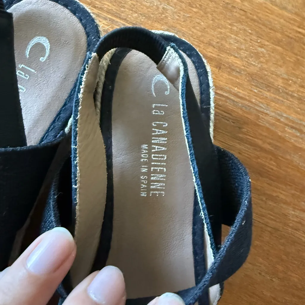 La CANADIENNE Black and Tan espadrille Sandals Size 7.5 - Image 3