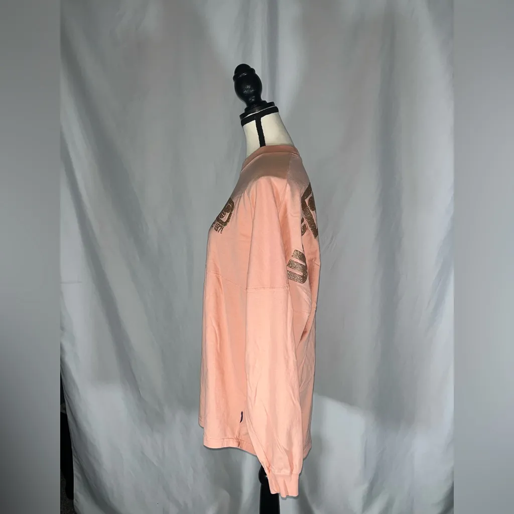 Walt Disney World Spirit Jersey Peach w/ Gold Glitter Long Sleeve Pink Size M - Image 7