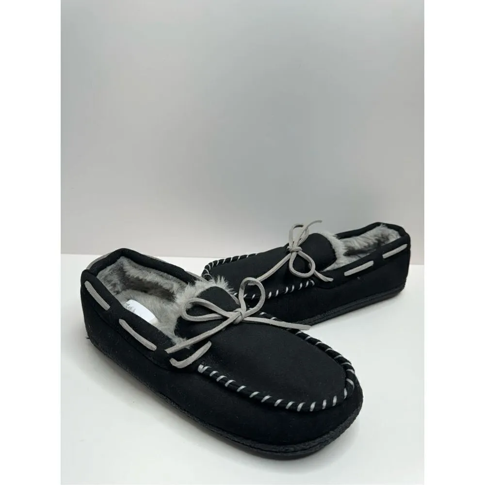 Nordstrom Rack Slippers Womens Size 8 Slip On Black‎ Gray Faux Fur Shoes - Image 3