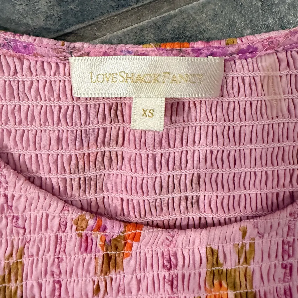 New! LoveShack Fancy Pink Floral‎ Lupa Mini Dress Sz XS $395 - Image 12