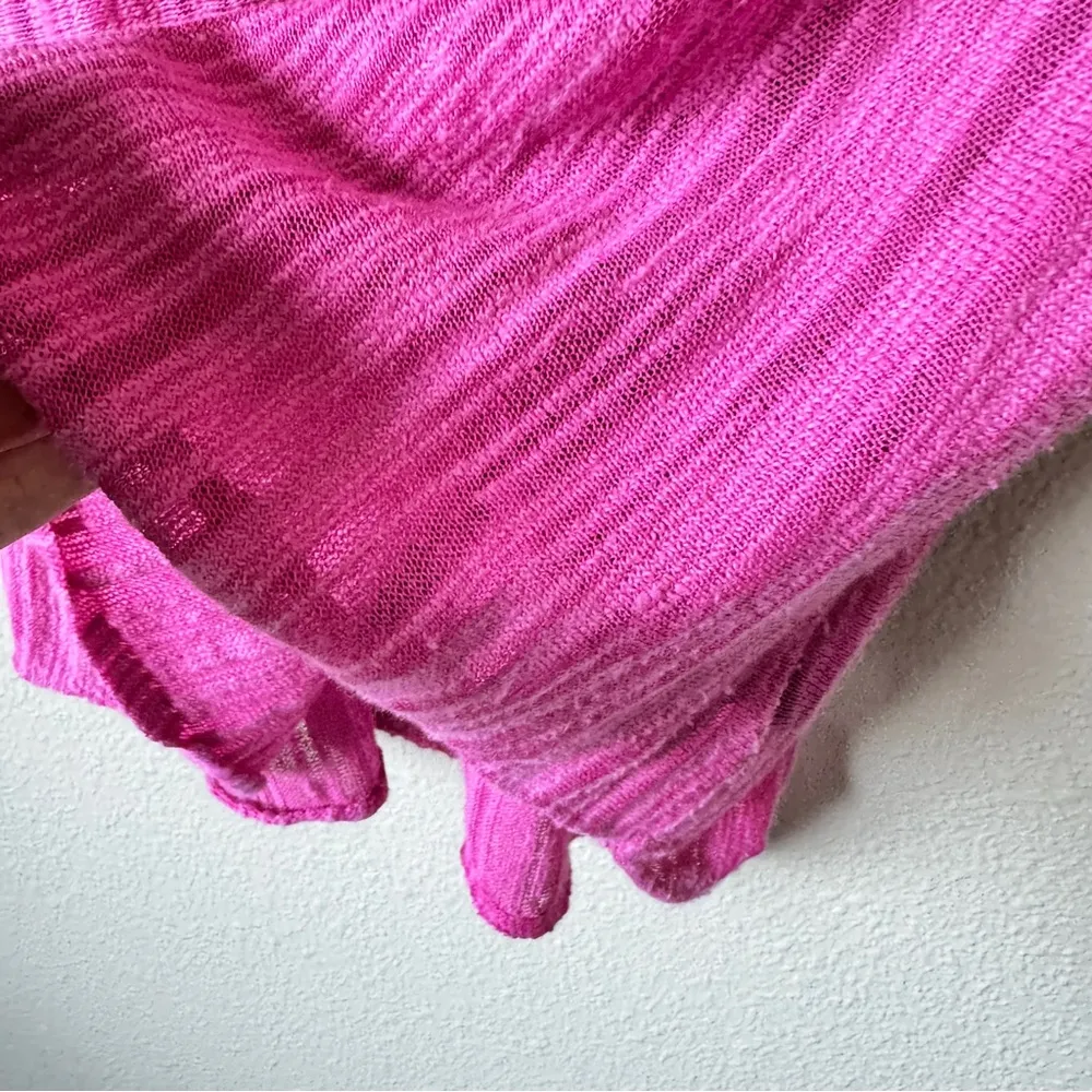 Nic + Zoe Pink Linen V Neck Blouse Womens L Casual Oversized Beachy Summer Top - Image 3