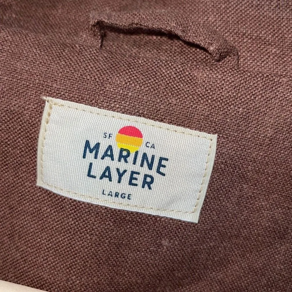 Marine Layer Flora Hemp Blazer Single Breasted Two Button Jacket Dark Brown Larg - Image 6