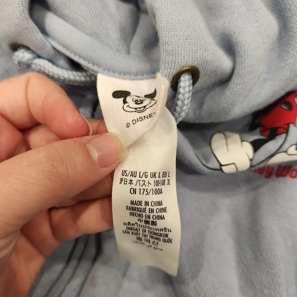 Disney Mickey Mouse Blue Zip Up Hoodie Size Large - Image 3