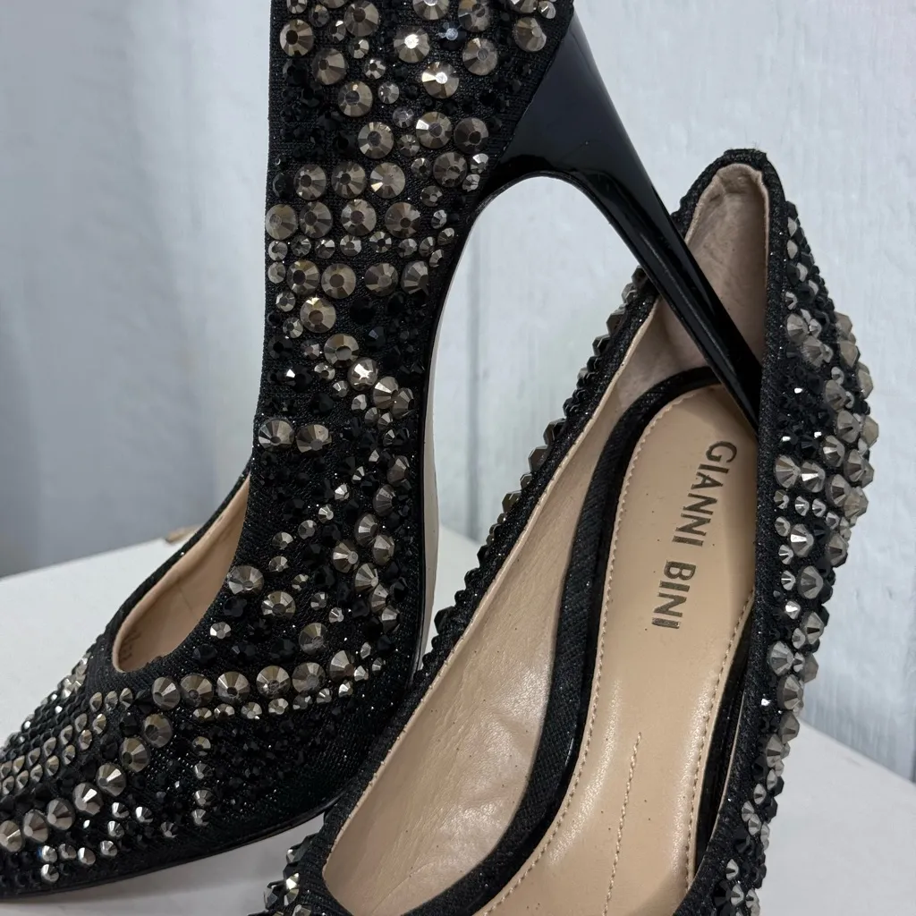 Gianni Bini Black Rhinestone Heels - Image 4