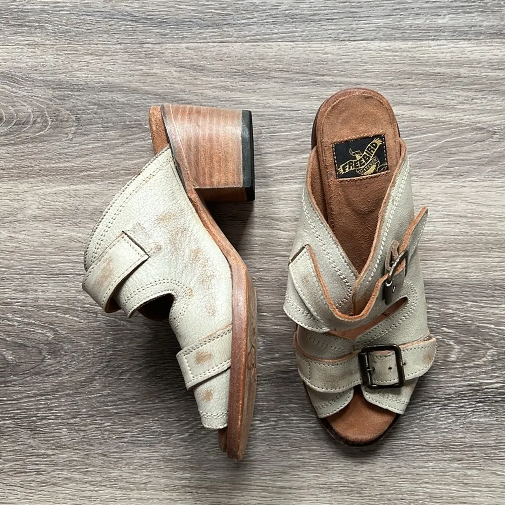FREEBIRD Women’s Leather Strap Block Heel Sandals Distressed Sandal 8 - Image 3