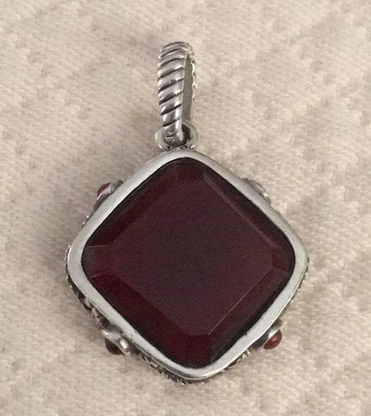 BARSE Sterling Silver Rope Embellished Red Carnelian Pendant - Image 9