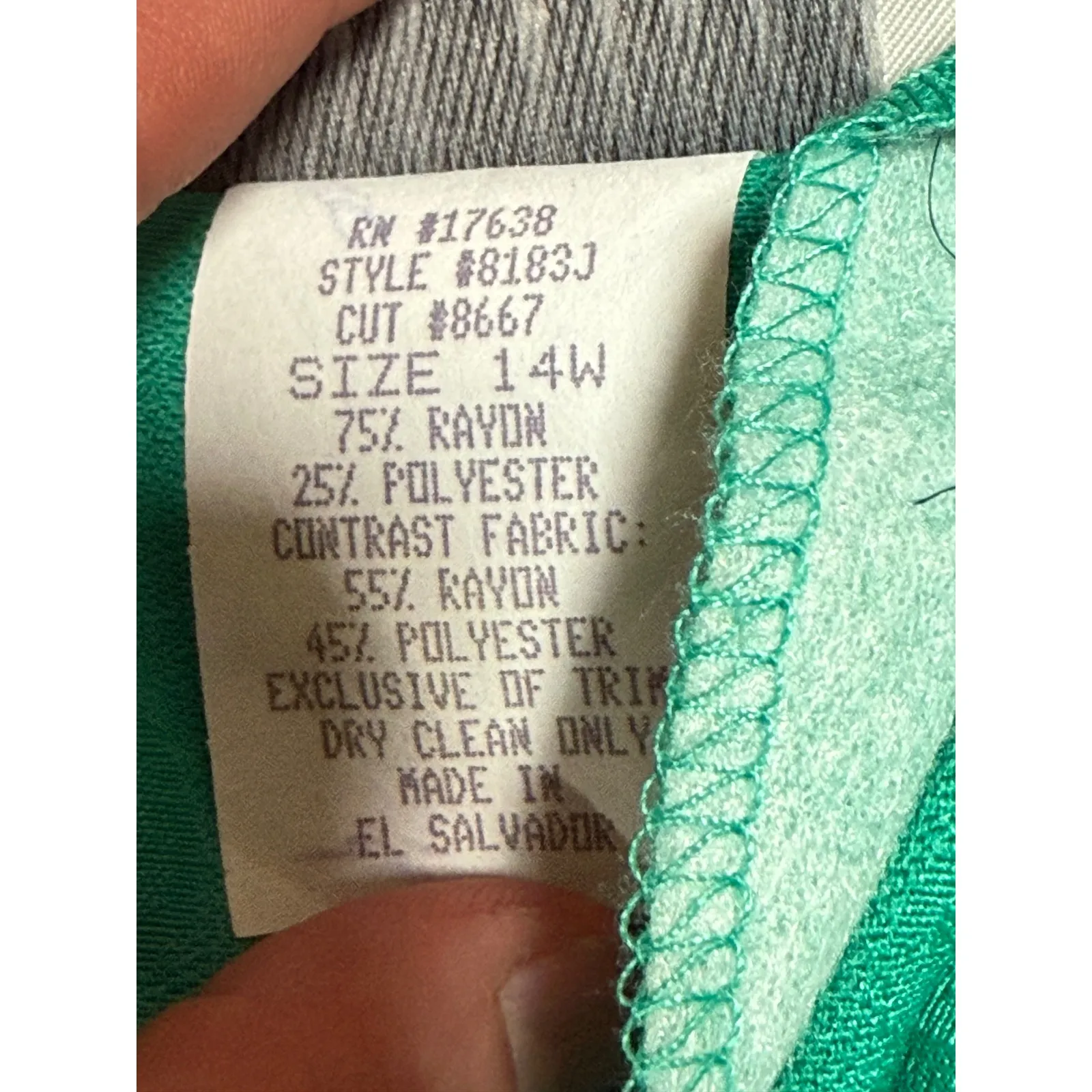 Lady Dorby Emerald Green Floral Jacquard Midi Dress Peter Pan Collar Size 14W - Image 10