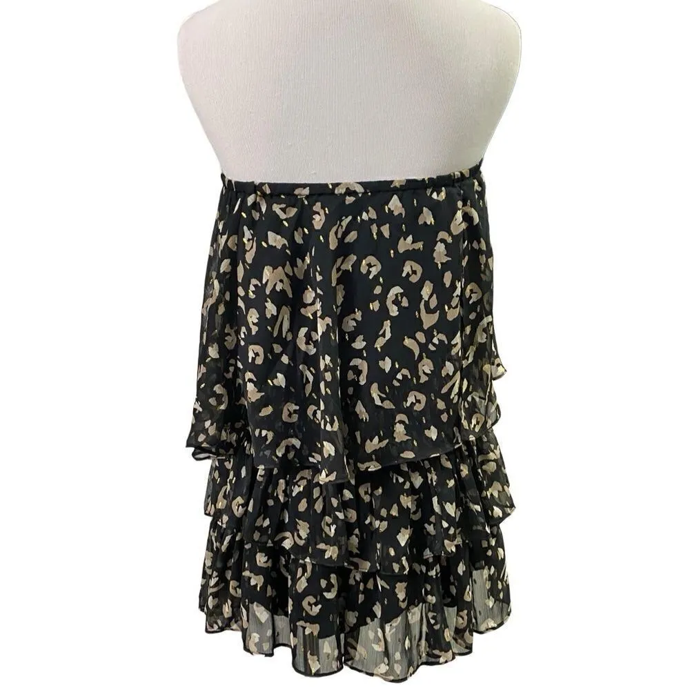 Strapless Layered Black & Gold Romper Black Size M - Image 2