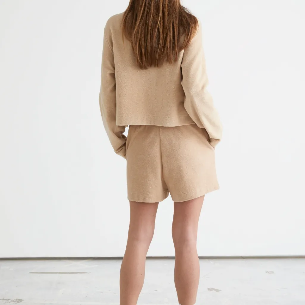 & Other Stories Terry boxy crewneck top and lounge shorts set - Image 6