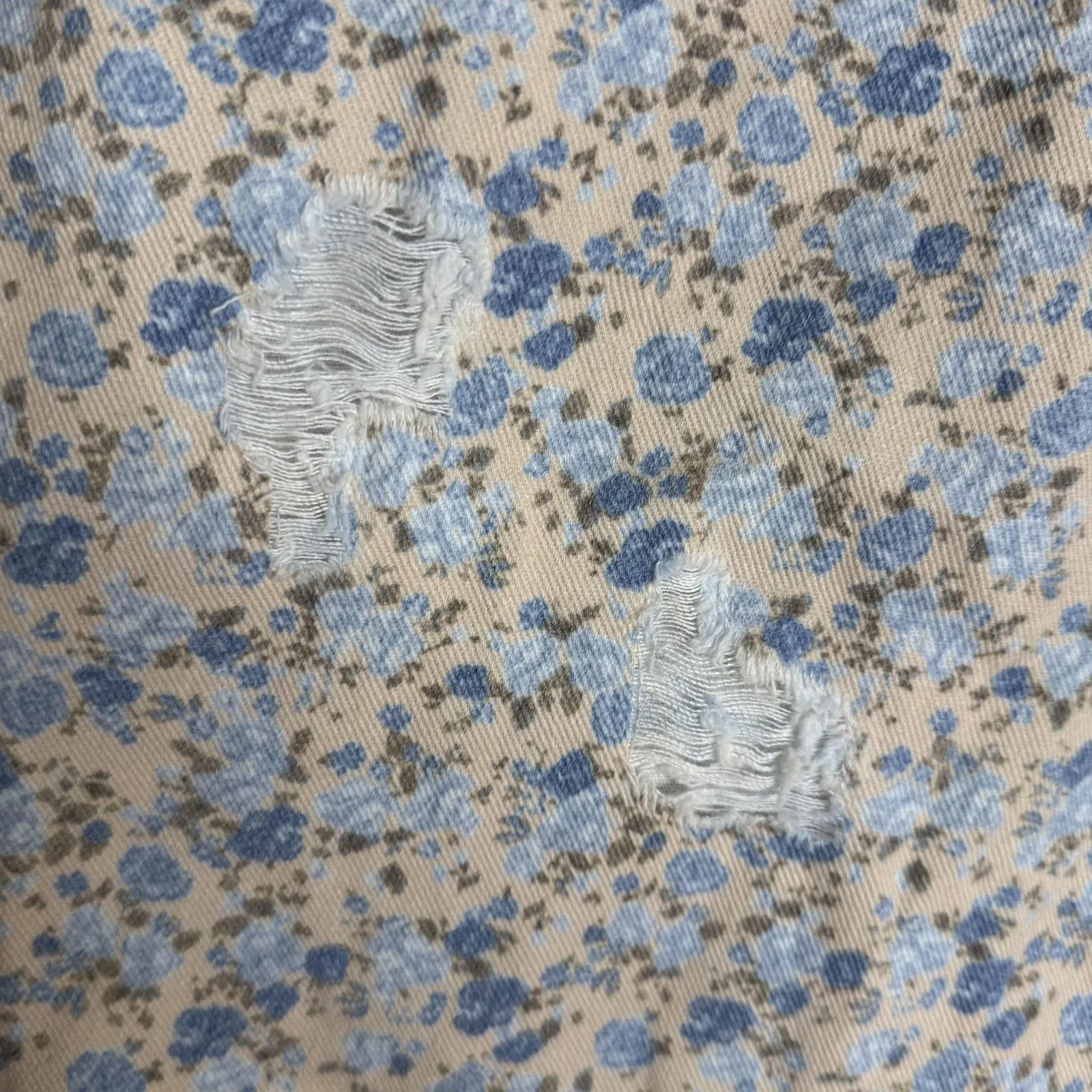 POL everyday edge pants Blue Floral Corduroy Wide Leg Distressed Elastic Waist S - Image 13