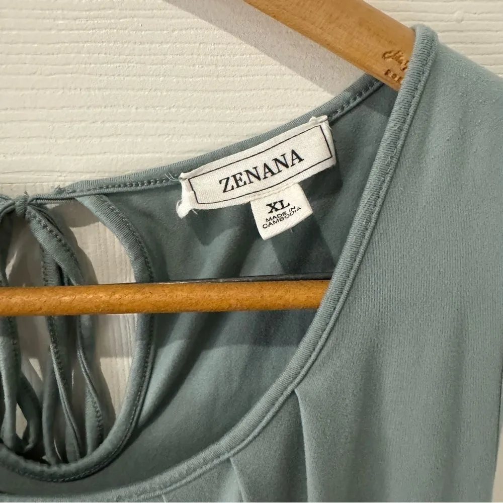 Zenana Knit Romper Sleeveless Shorts Elastic Waist Green Womens Size XL - Image 4