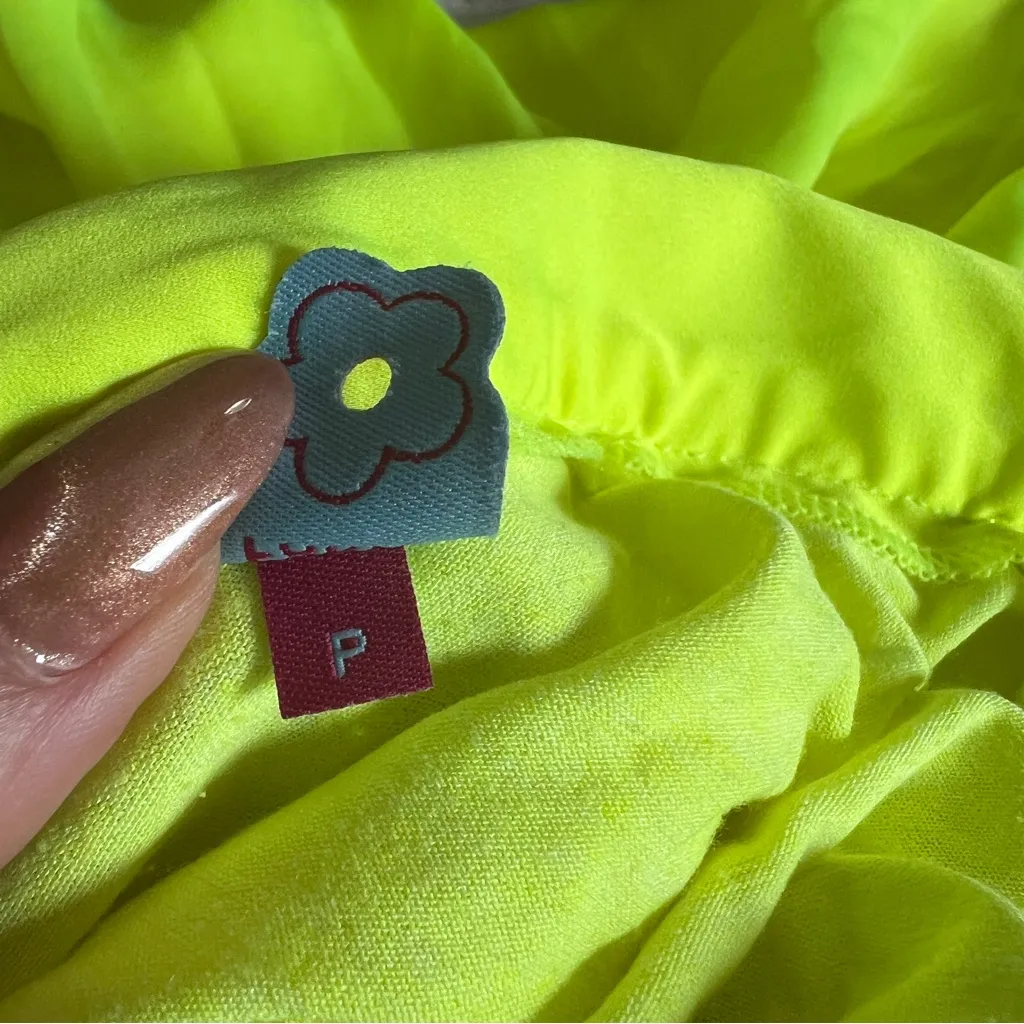 FARM Rio Neon Yellow Maxi Skirt Small P Bright Lime High Waist Flowy Vacation - Image 7